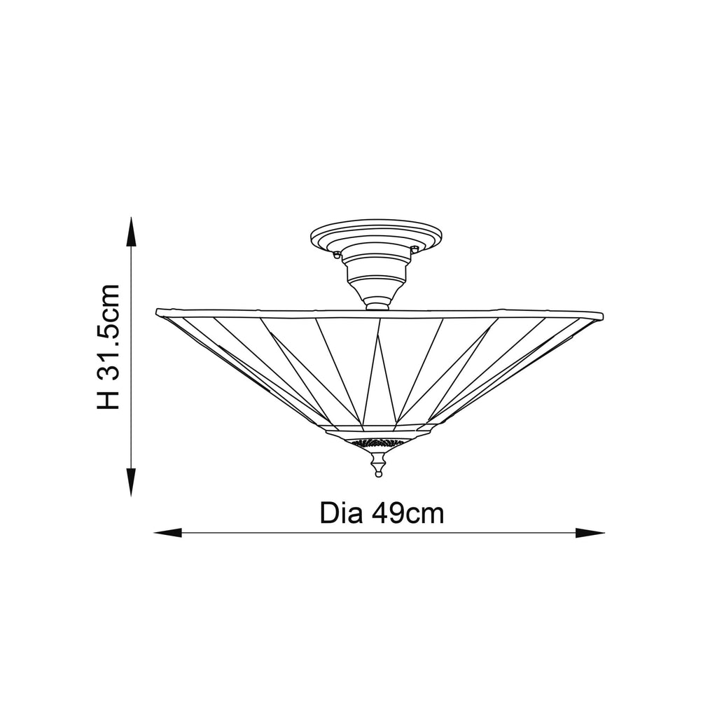 64043 Dark Star Tiffany Large 3 Light Semi Flush