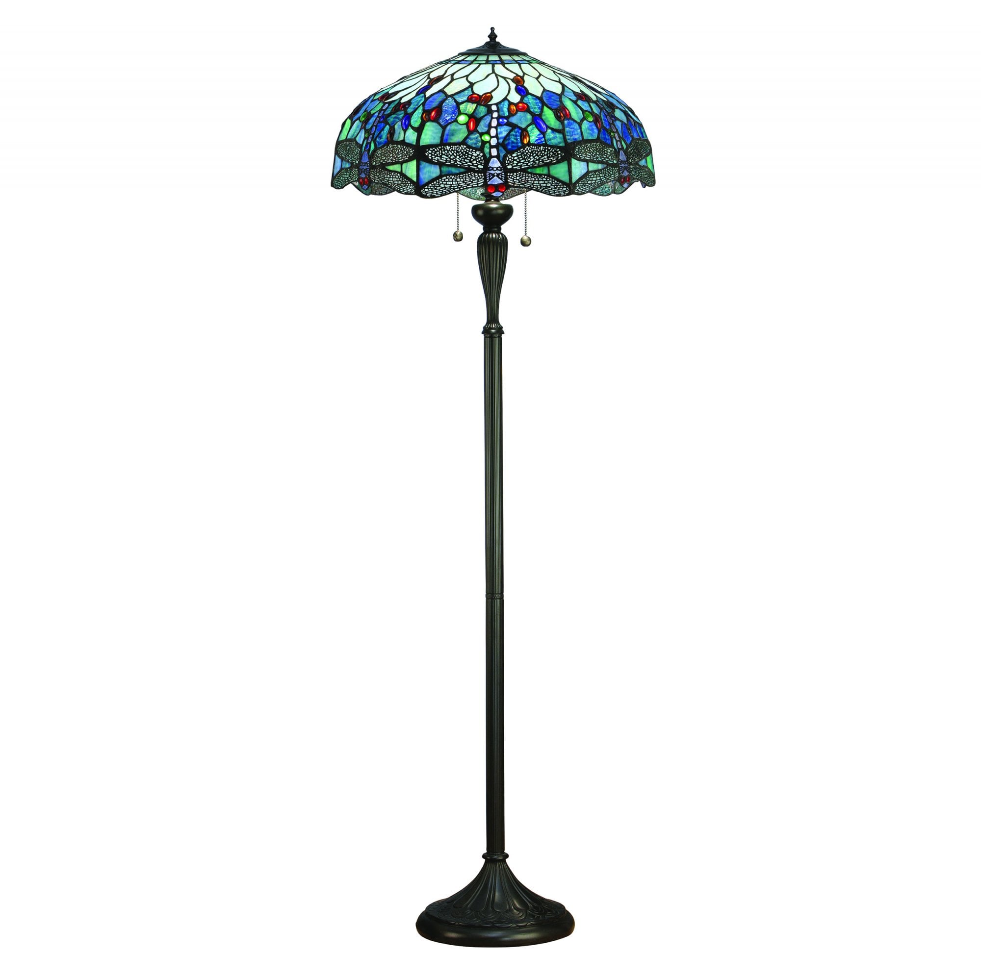 64069 Dragonfly Blue Tiffany Floor Lamp
