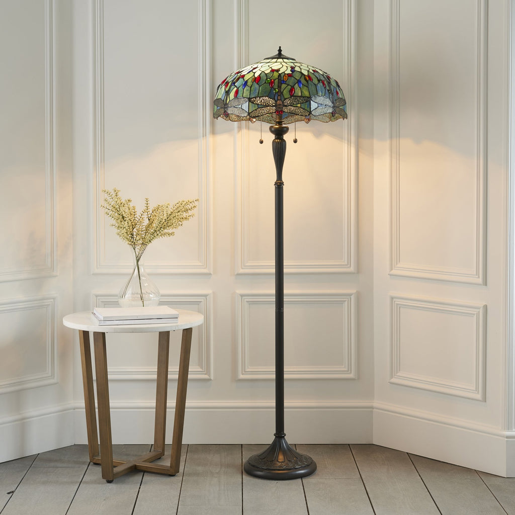 64069 Dragonfly Blue Tiffany Floor Lamp