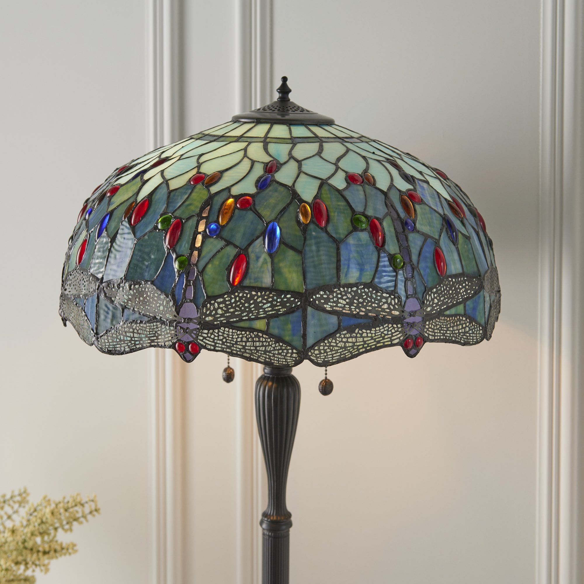 64069 Dragonfly Blue Tiffany Floor Lamp