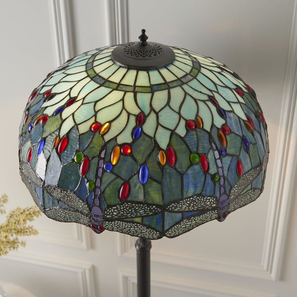 64069 Dragonfly Blue Tiffany Floor Lamp