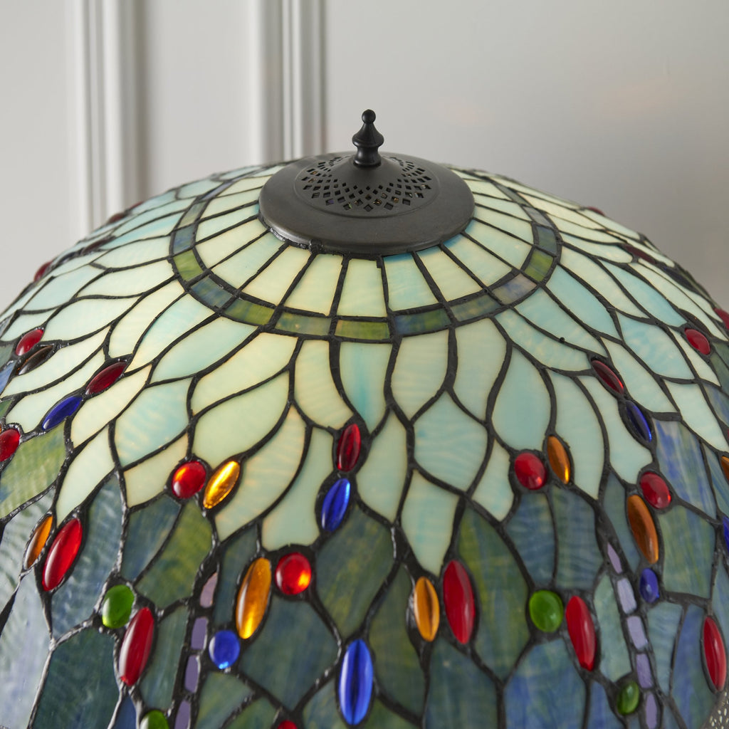 64069 Dragonfly Blue Tiffany Floor Lamp