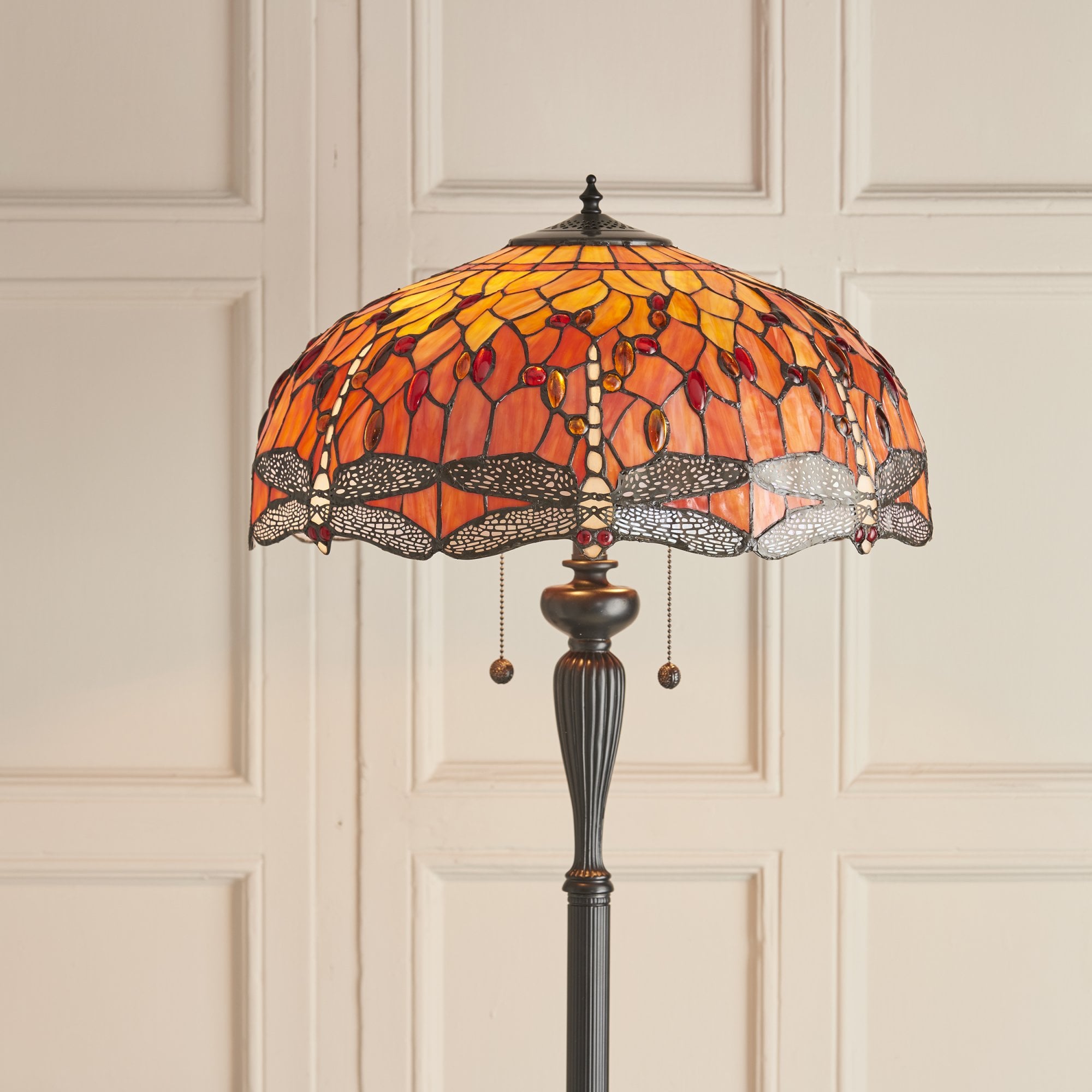 64070 Dragonfly Flame Tiffany Floor Lamp