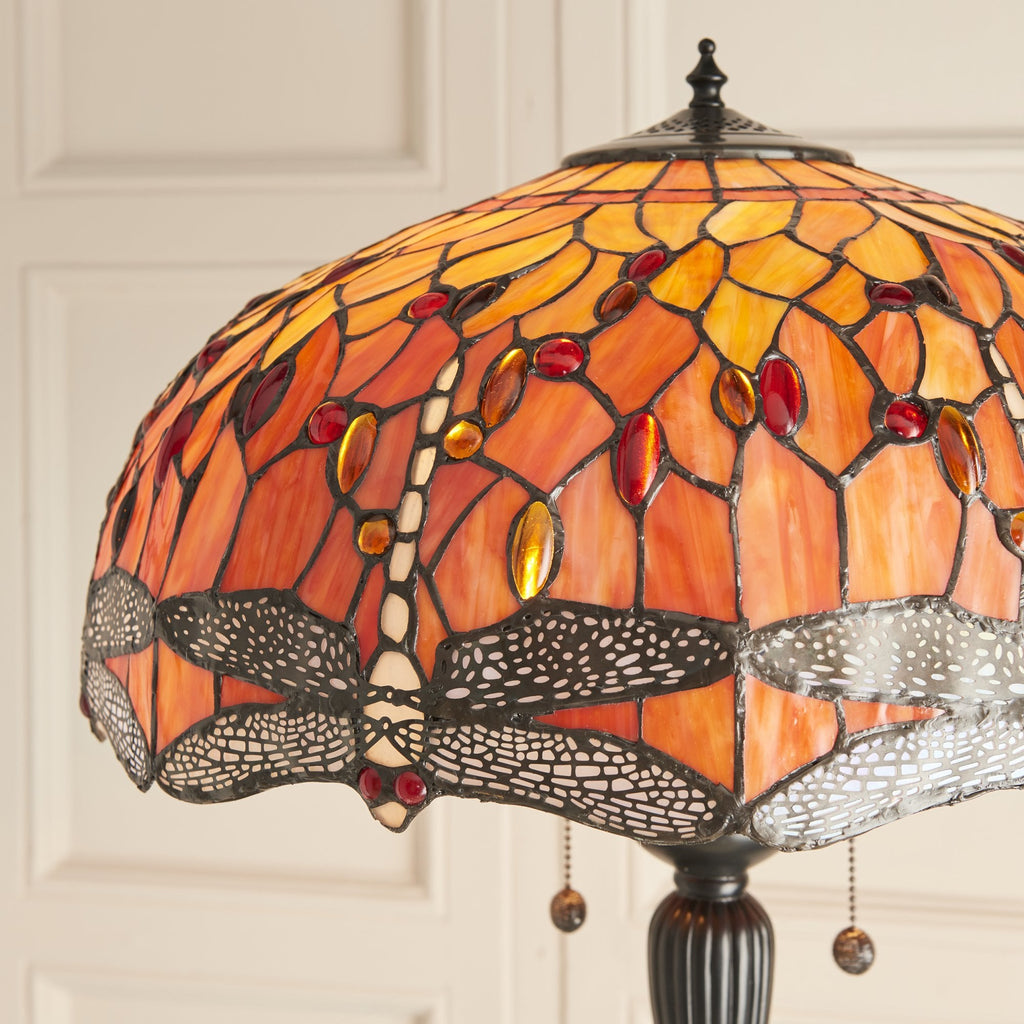 64070 Dragonfly Flame Tiffany Floor Lamp