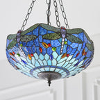 64075 Dragonfly Blue Tiffany Medium Inverted 3 Light Pendant