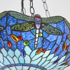 64075 Dragonfly Blue Tiffany Medium Inverted 3 Light Pendant