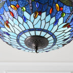 64075 Dragonfly Blue Tiffany Medium Inverted 3 Light Pendant