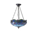 64075 Dragonfly Blue Tiffany Medium Inverted 3 Light Pendant
