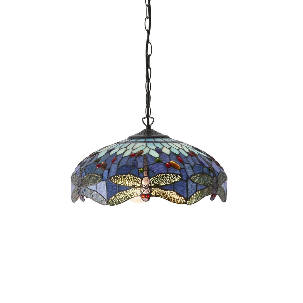 64080 Dragonfly Blue Tiffany Medium 3 Light Pendant