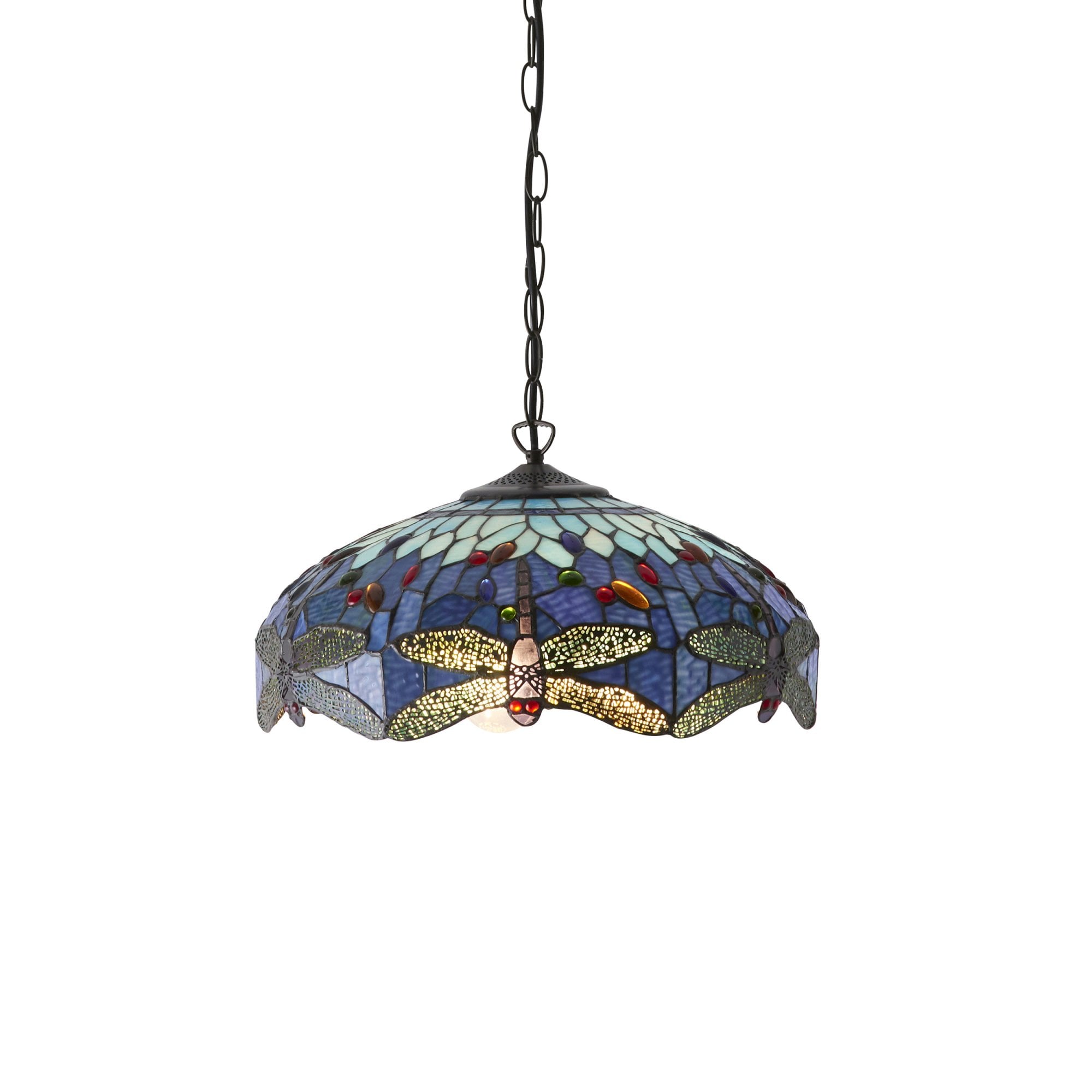 64080 Dragonfly Blue Tiffany Medium 3 Light Pendant