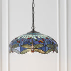 64080 Dragonfly Blue Tiffany Medium 3 Light Pendant