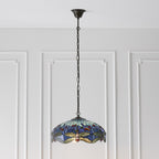 64080 Dragonfly Blue Tiffany Medium 3 Light Pendant