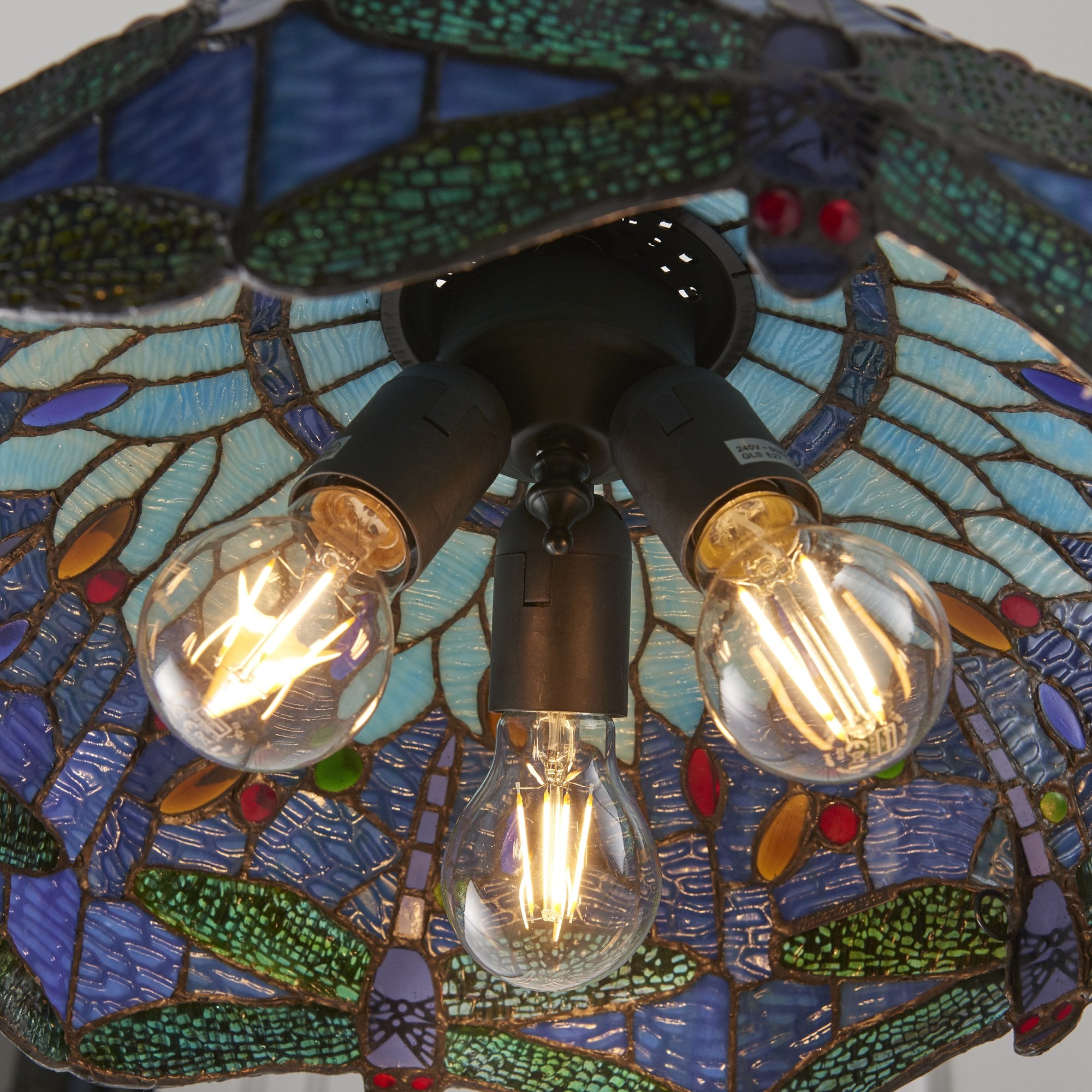64080 Dragonfly Blue Tiffany Medium 3 Light Pendant