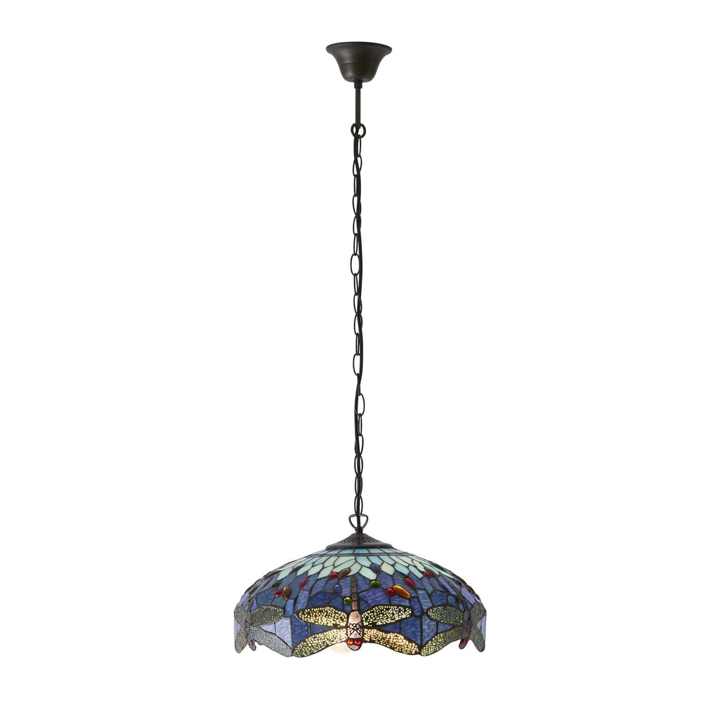 64080 Dragonfly Blue Tiffany Medium 3 Light Pendant