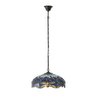 64080 Dragonfly Blue Tiffany Medium 3 Light Pendant