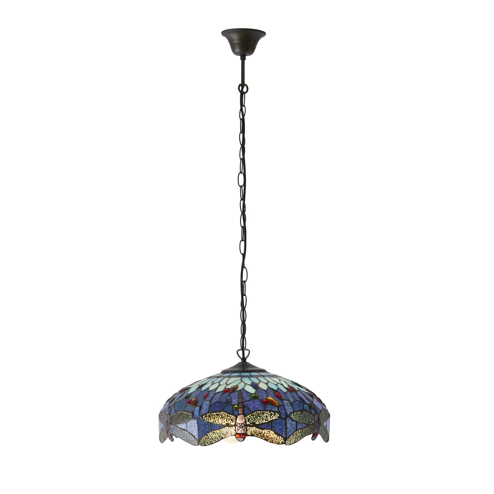 64080 Dragonfly Blue Tiffany Medium 3 Light Pendant