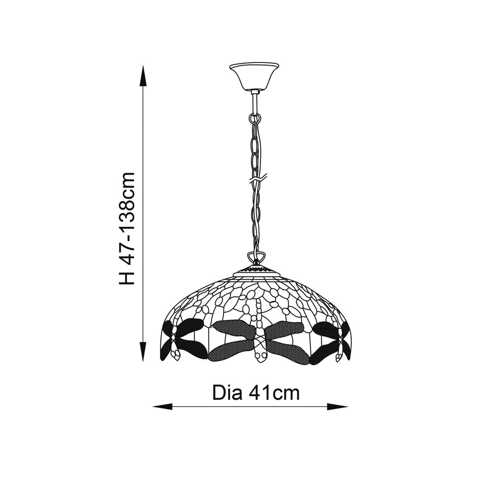 64080 Dragonfly Blue Tiffany Medium 3 Light Pendant