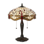 64085 Dragonfly Beige Tiffany Medium Table Lamp