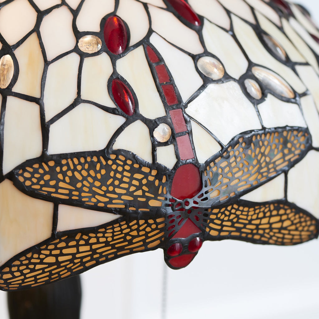 64085 Dragonfly Beige Tiffany Medium Table Lamp