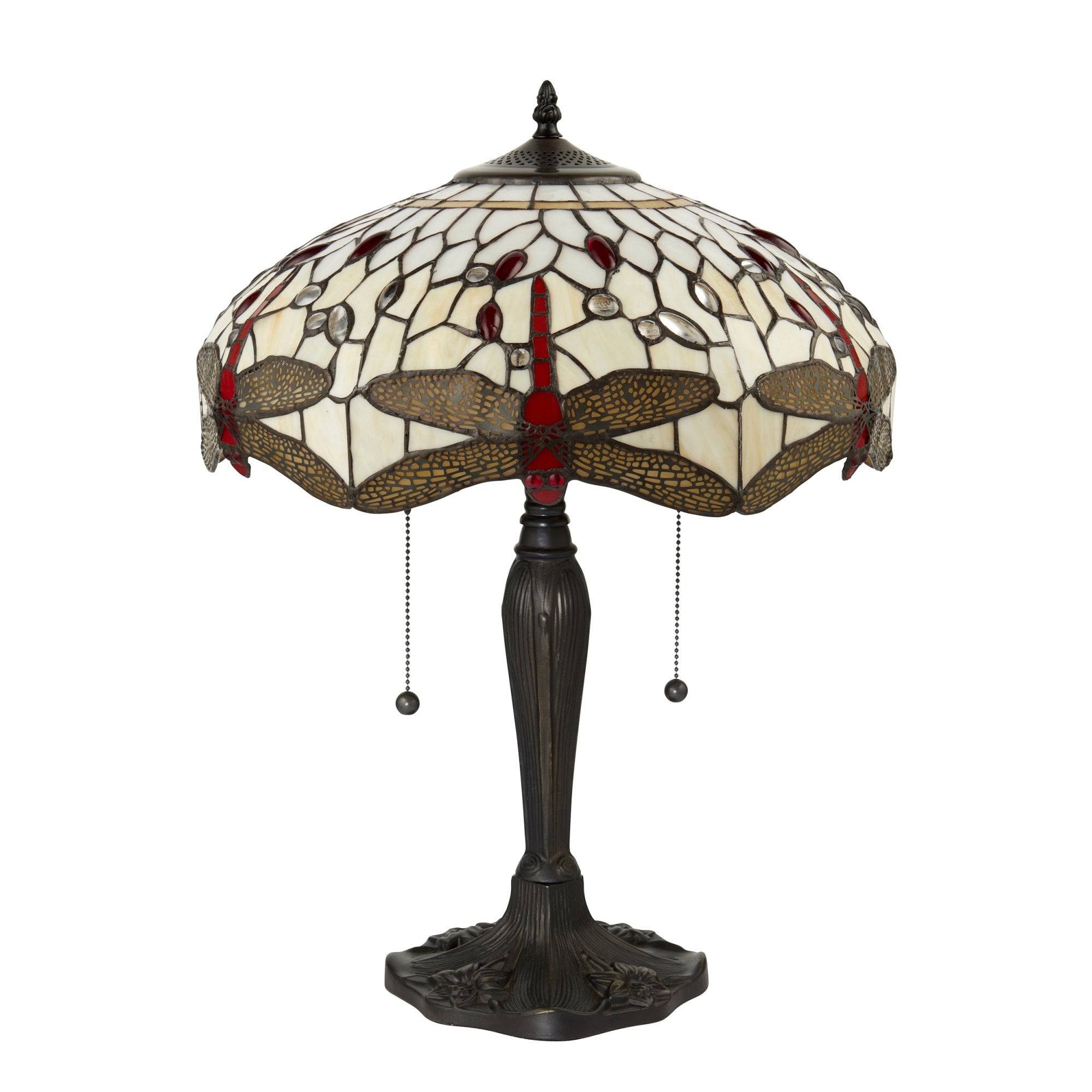 64085 Dragonfly Beige Tiffany Medium Table Lamp