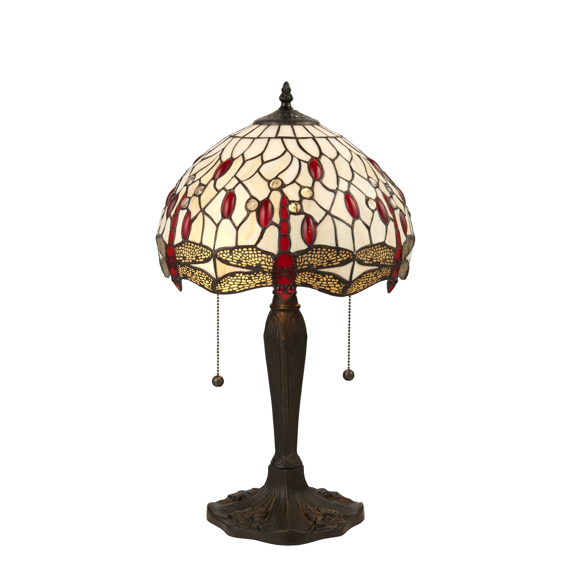 64086 Dragonfly Beige Tiffany Small Table Lamp