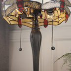64086 Dragonfly Beige Tiffany Small Table Lamp