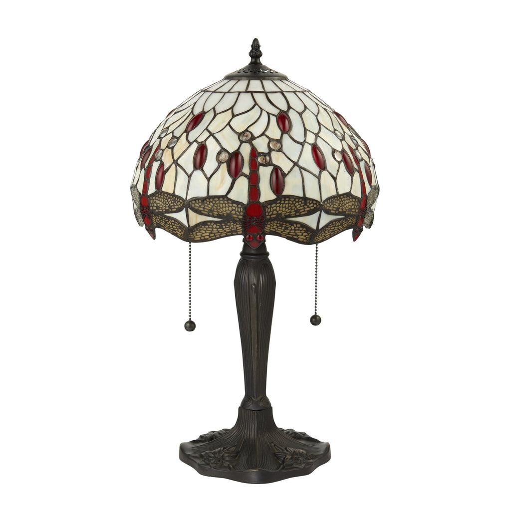 64086 Dragonfly Beige Tiffany Small Table Lamp