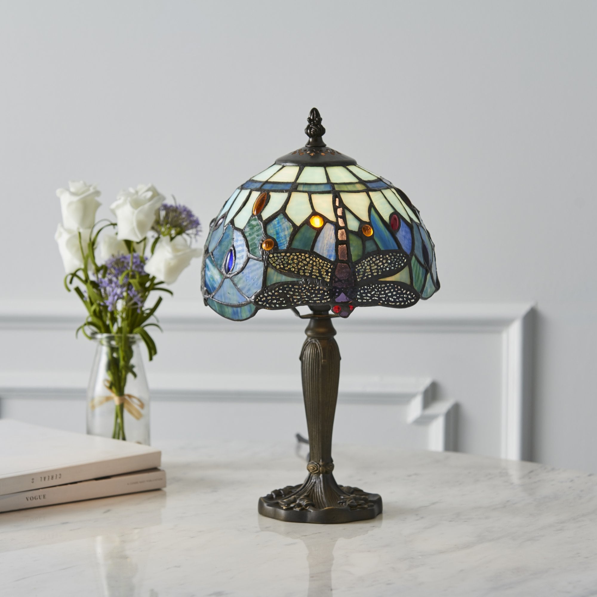 64088 Dragonfly Blue Tiffany Intermediate Table Lamp