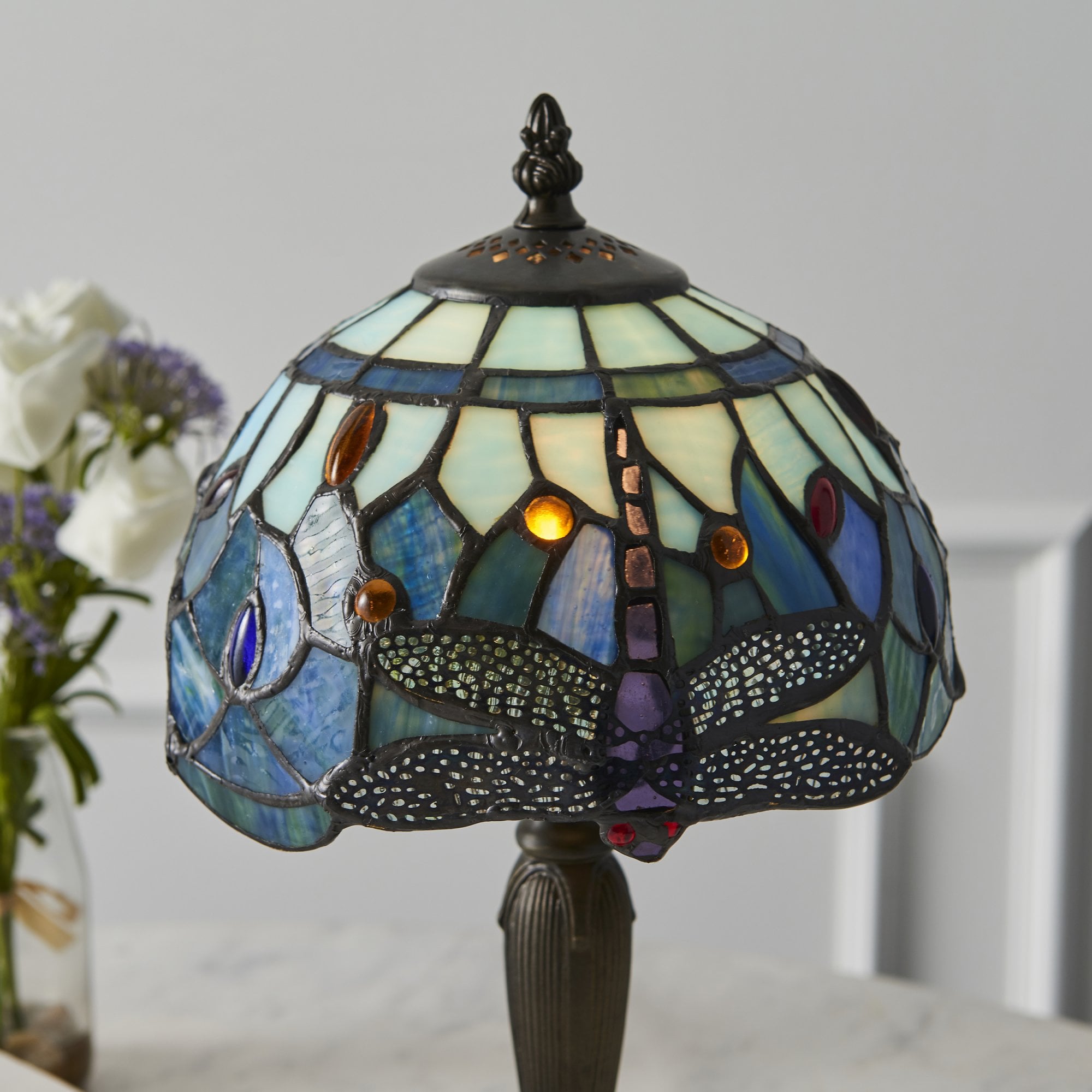 64088 Dragonfly Blue Tiffany Intermediate Table Lamp