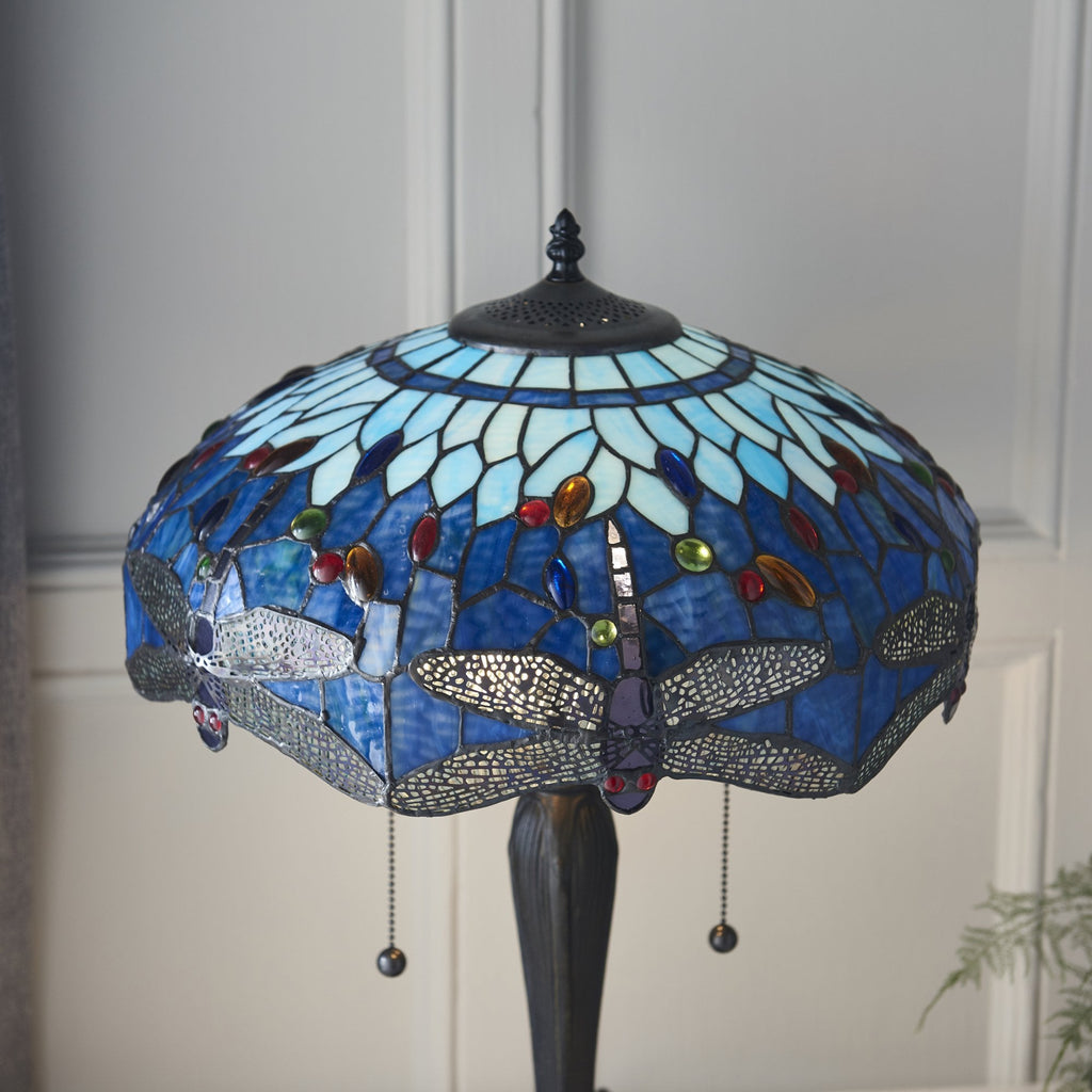 64089 Dragonfly Blue Tiffany Medium Table Lamp