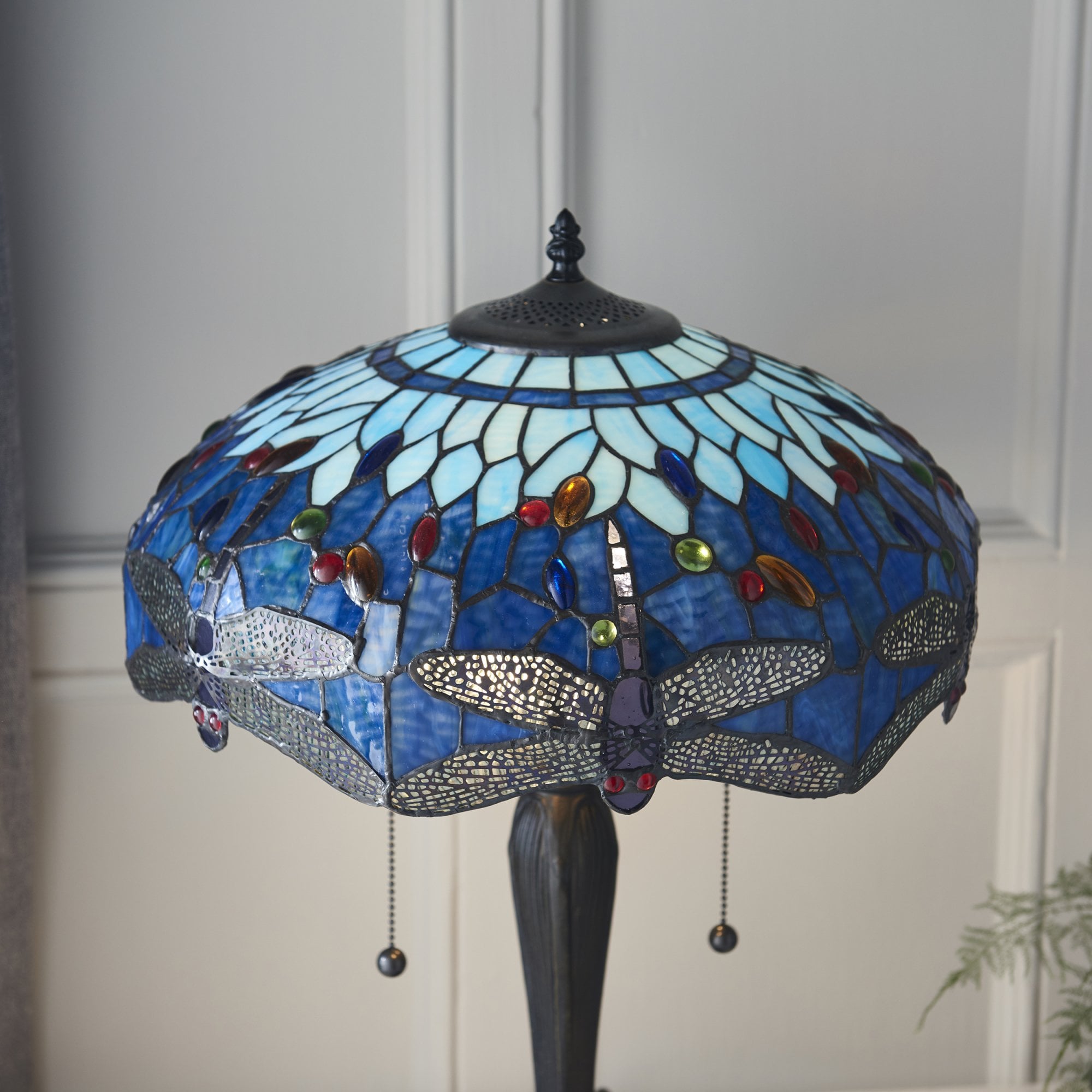 64089 Dragonfly Blue Tiffany Medium Table Lamp
