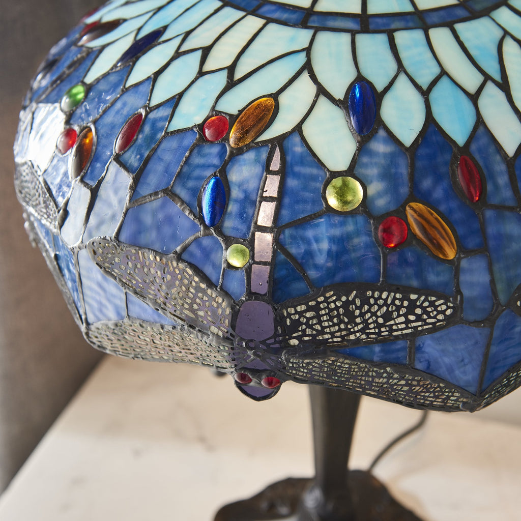 64089 Dragonfly Blue Tiffany Medium Table Lamp