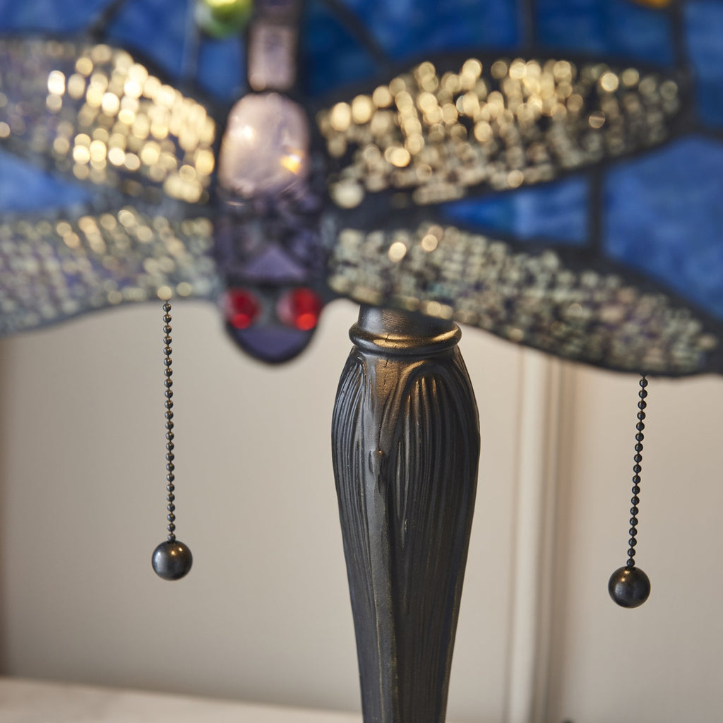 64089 Dragonfly Blue Tiffany Medium Table Lamp