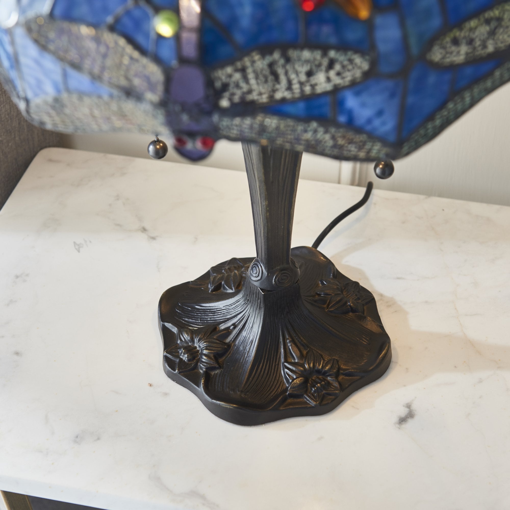 64089 Dragonfly Blue Tiffany Medium Table Lamp