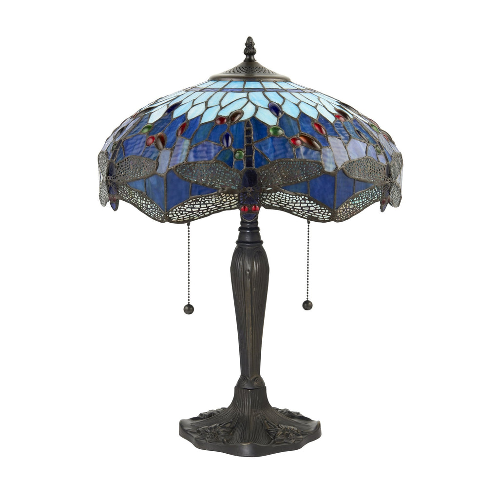 64089 Dragonfly Blue Tiffany Medium Table Lamp