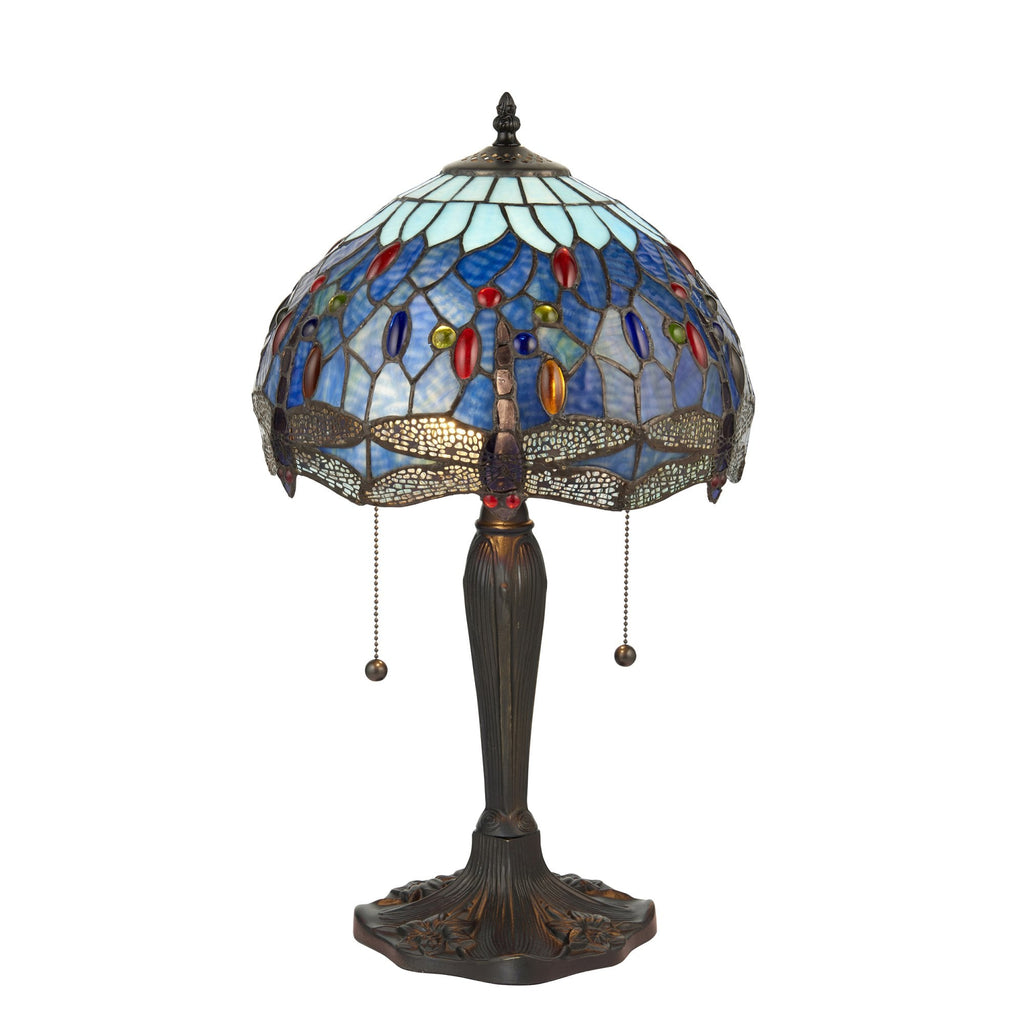 64090 Dragonfly Blue Tiffany Small Table Lamp