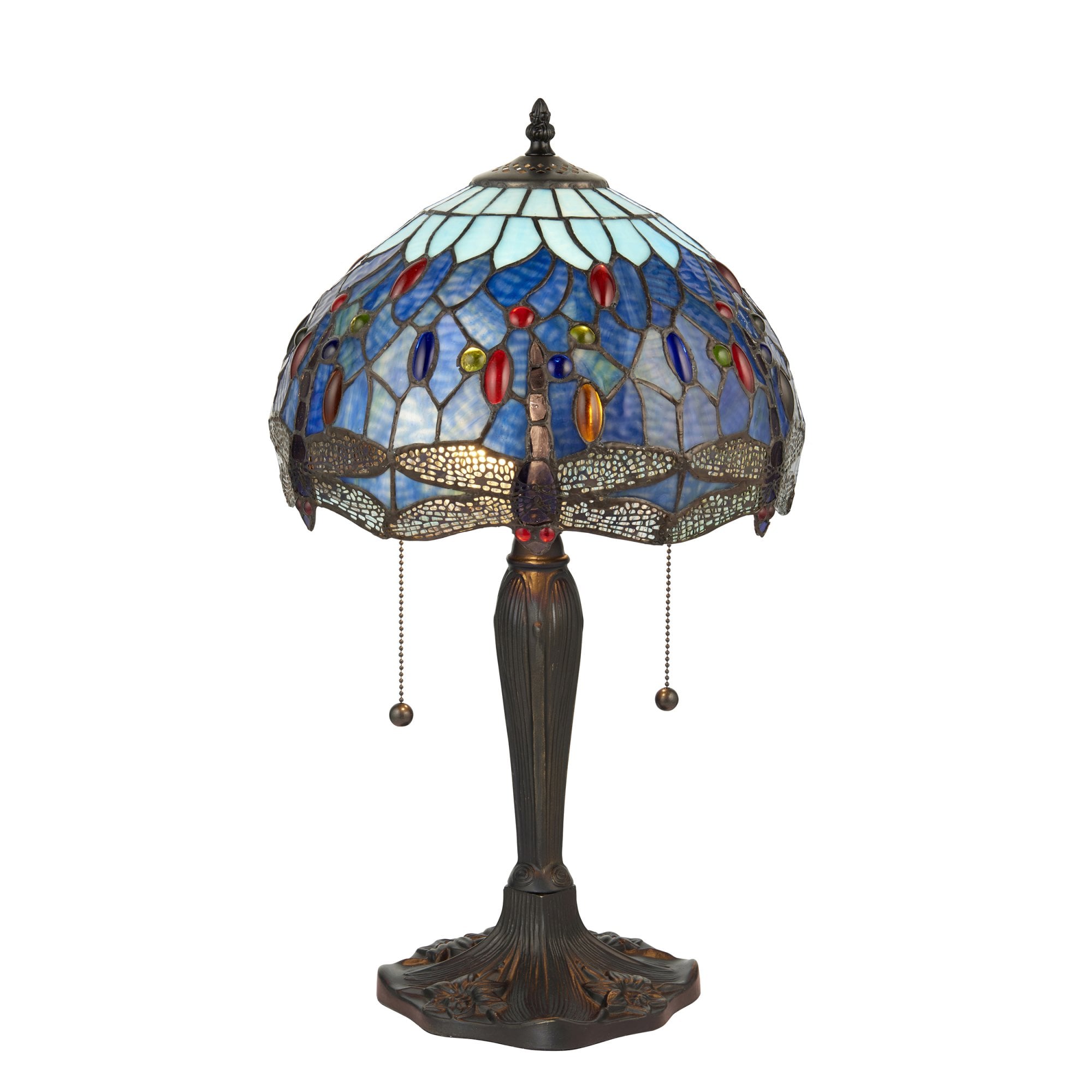 64090 Dragonfly Blue Tiffany Small Table Lamp