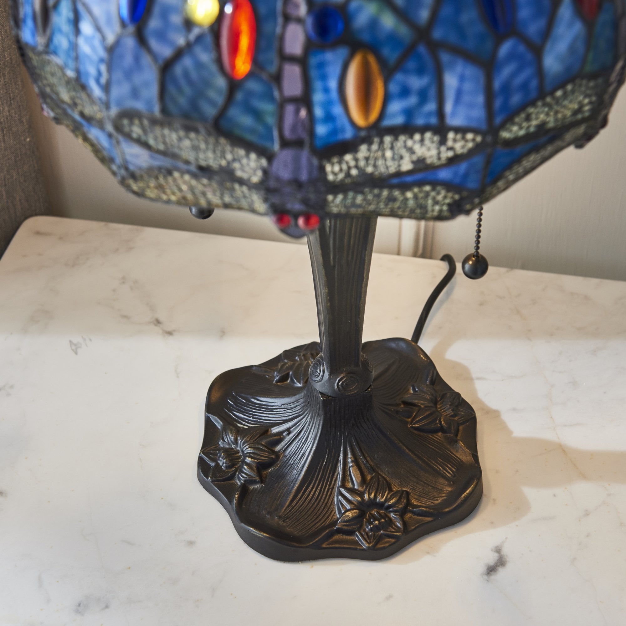 64090 Dragonfly Blue Tiffany Small Table Lamp