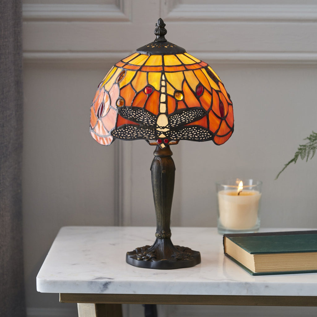 64091 Dragonfly Flame Tiffany Intermediate Table Lamp