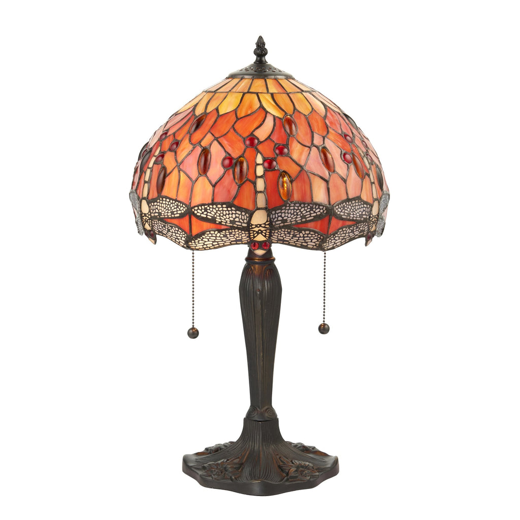 64092 Dragonfly Flame Tiffany Small Table Lamp