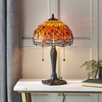 64092 Dragonfly Flame Tiffany Small Table Lamp