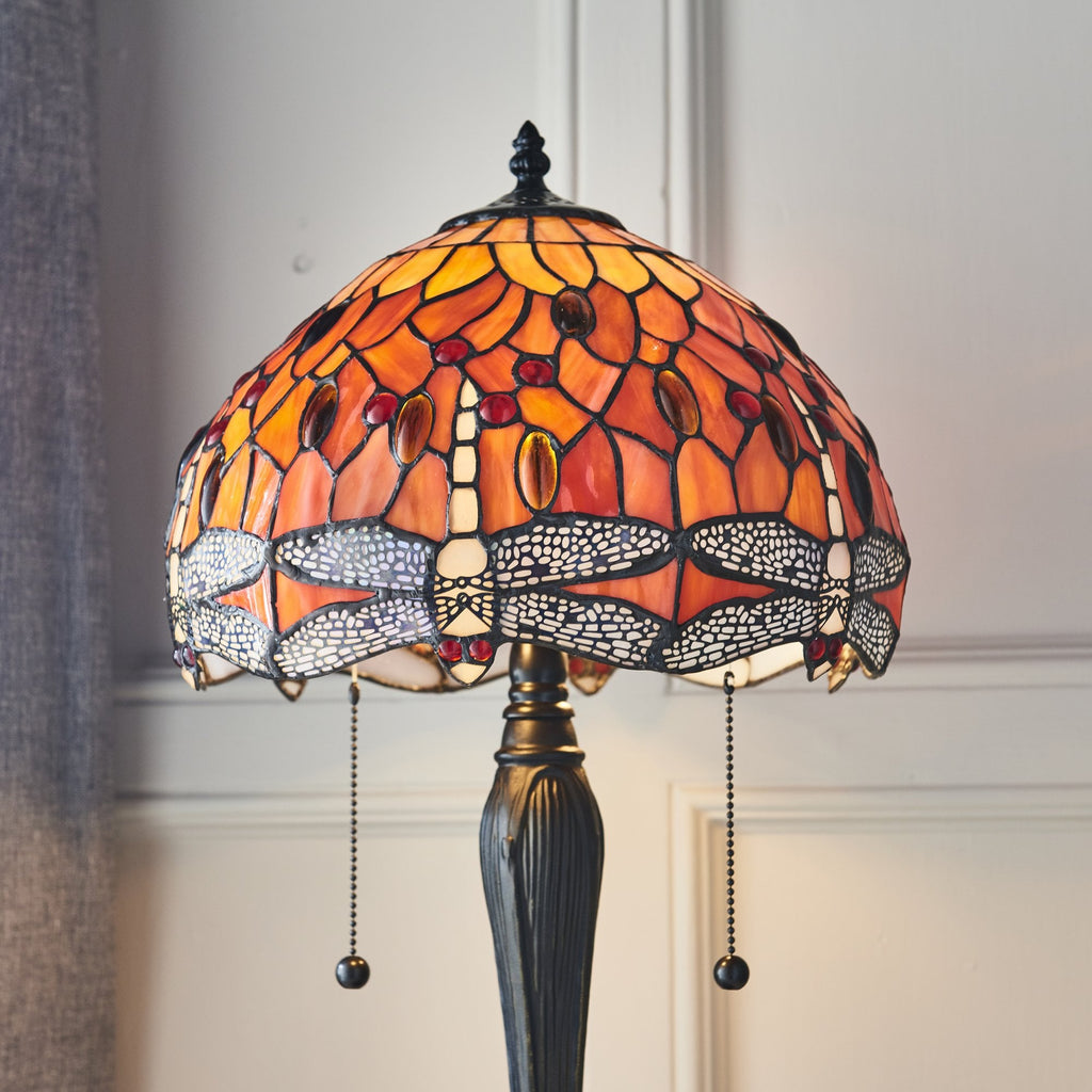 64092 Dragonfly Flame Tiffany Small Table Lamp