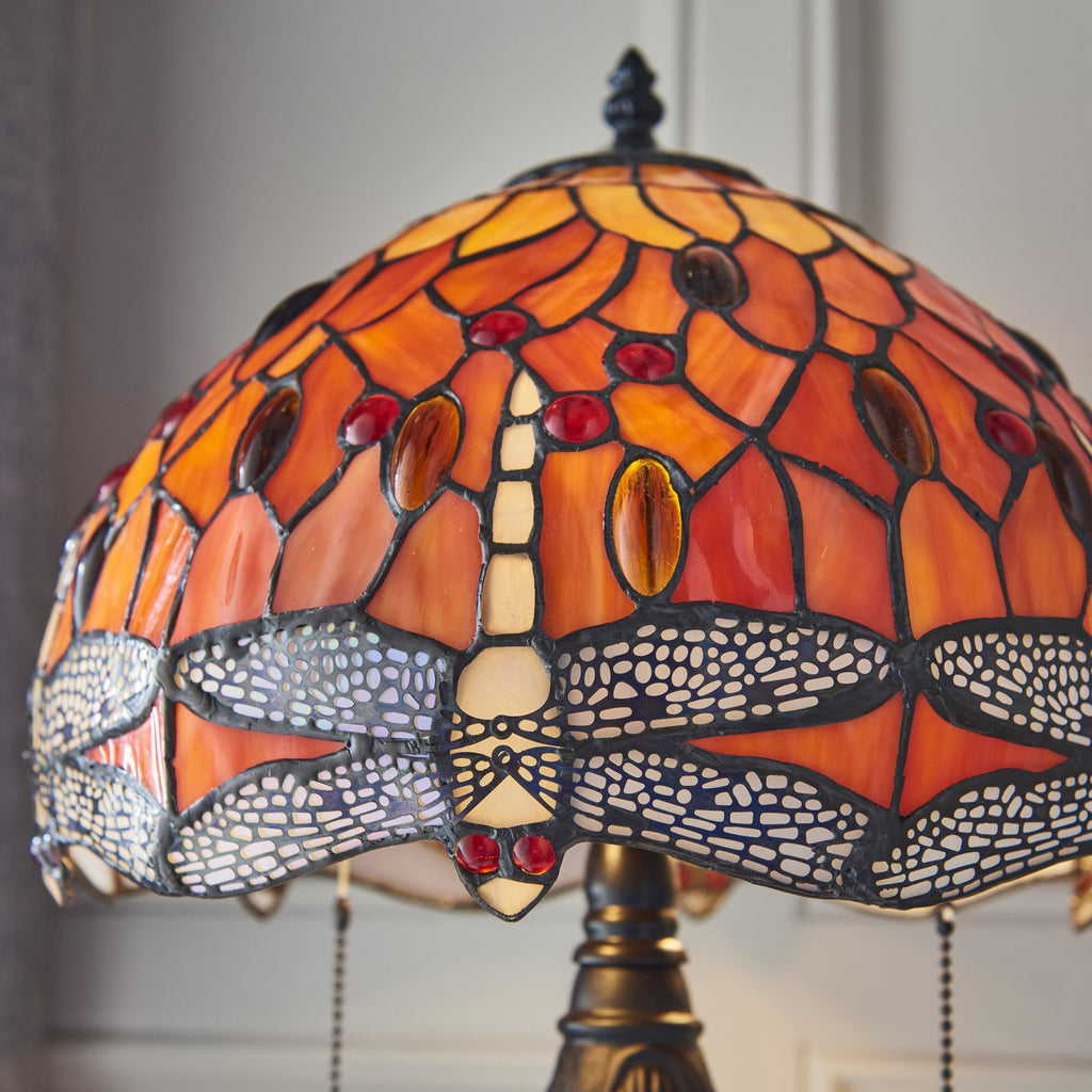 64092 Dragonfly Flame Tiffany Small Table Lamp