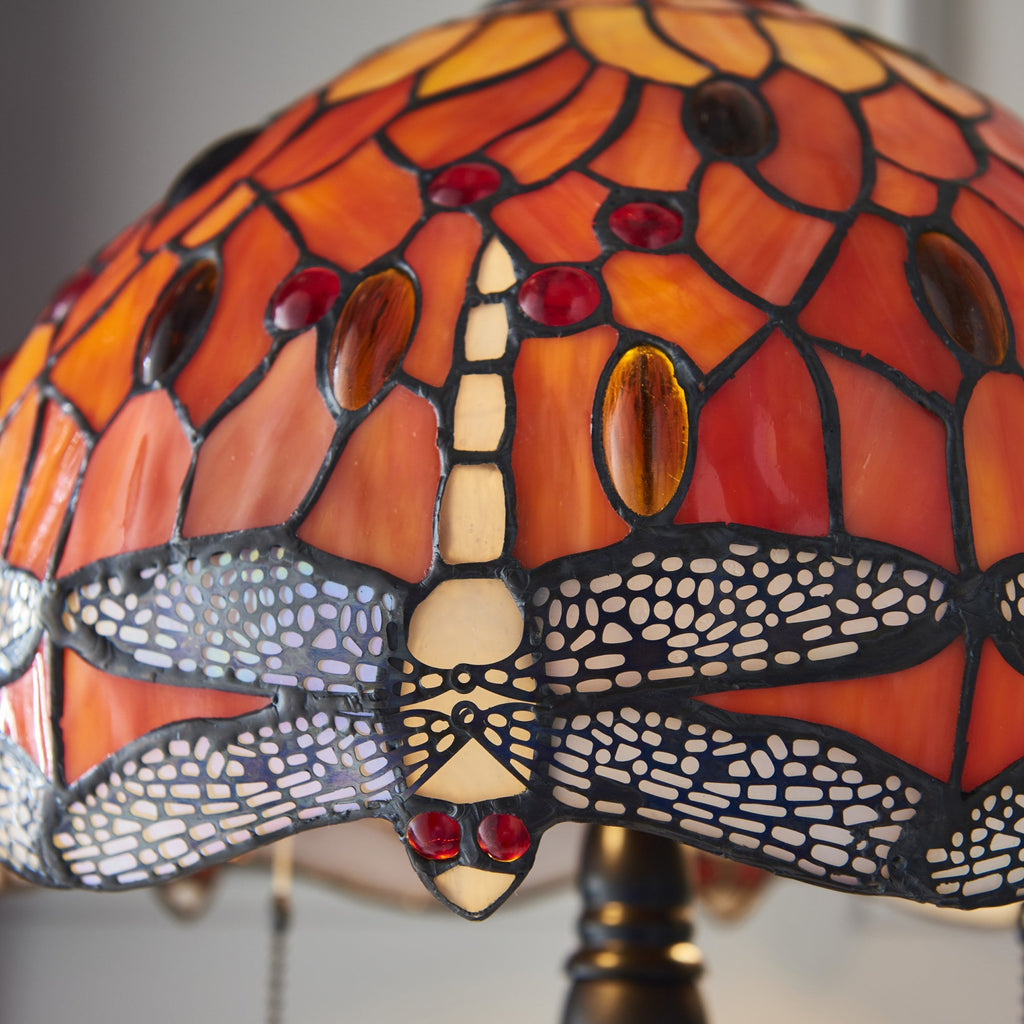 64092 Dragonfly Flame Tiffany Small Table Lamp