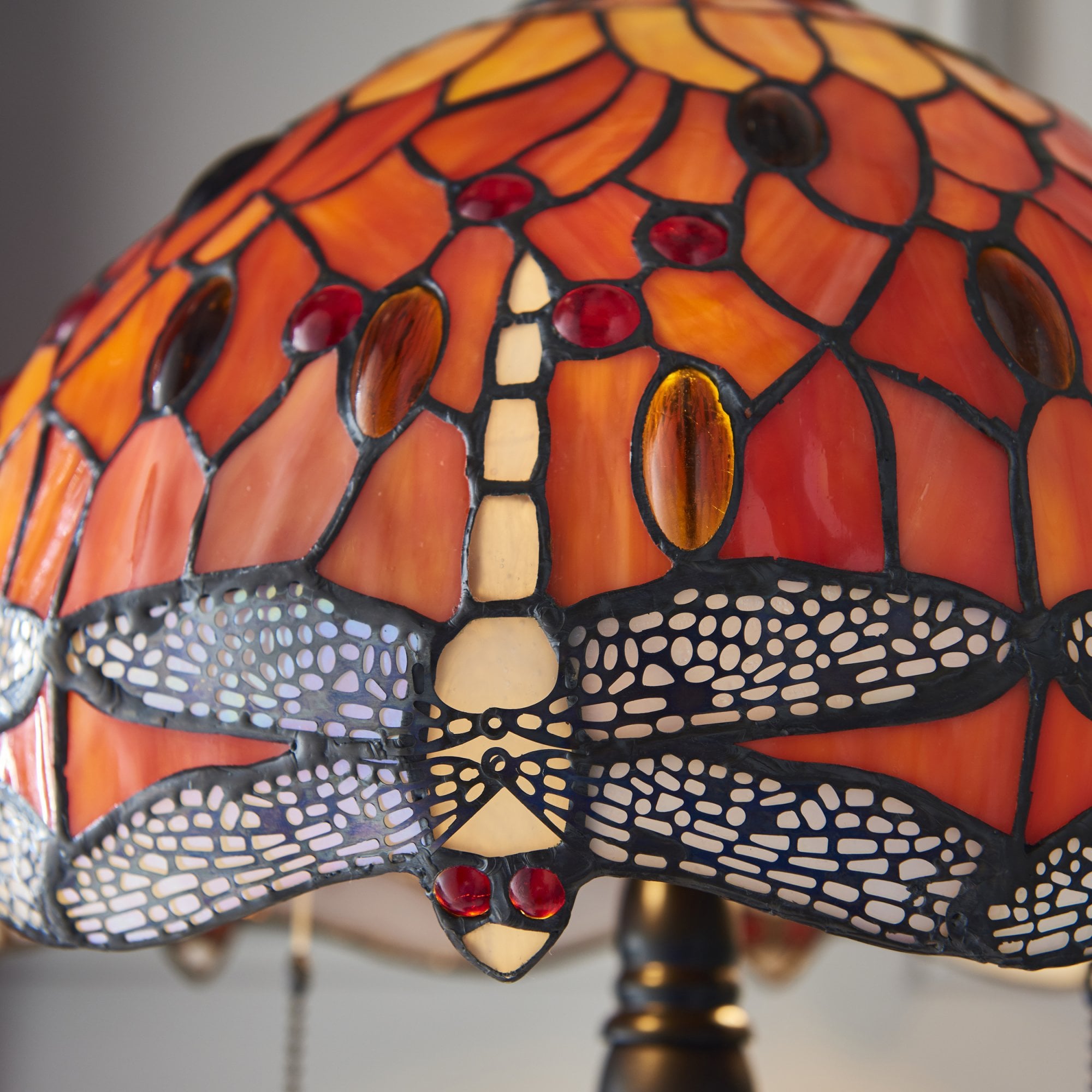 64092 Dragonfly Flame Tiffany Small Table Lamp