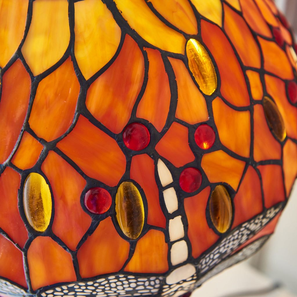 64092 Dragonfly Flame Tiffany Small Table Lamp