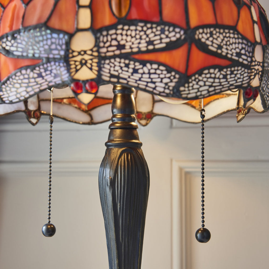 64092 Dragonfly Flame Tiffany Small Table Lamp