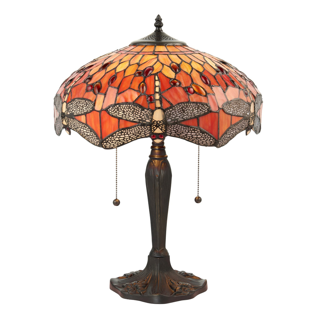 64093 Dragonfly Flame Tiffany Medium Table Lamp