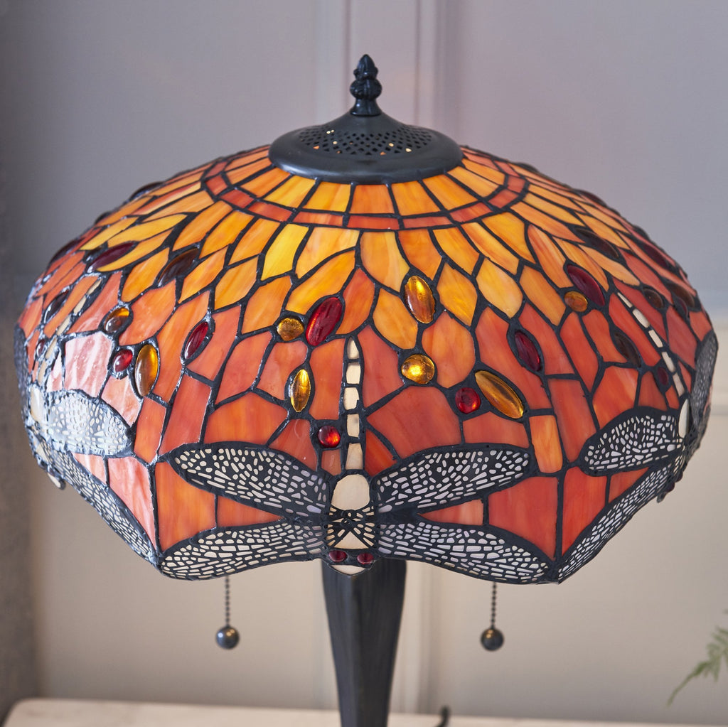 64093 Dragonfly Flame Tiffany Medium Table Lamp