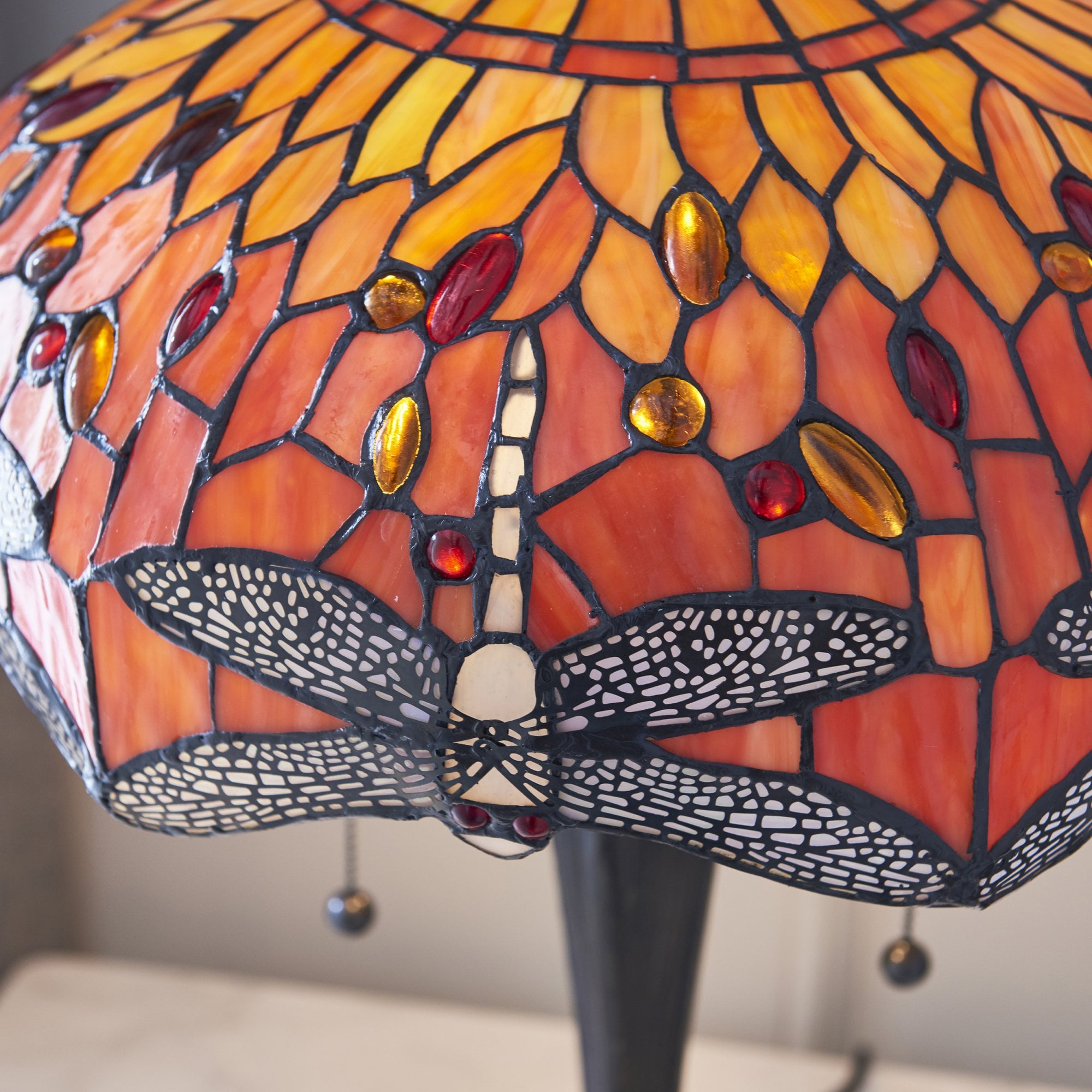 64093 Dragonfly Flame Tiffany Medium Table Lamp